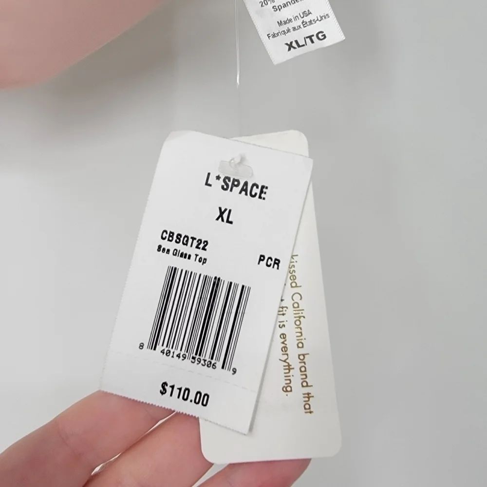 L*Space Sea Glass Top Women's XL New Neutral Minimal Nudes Bikini Top Minimalist